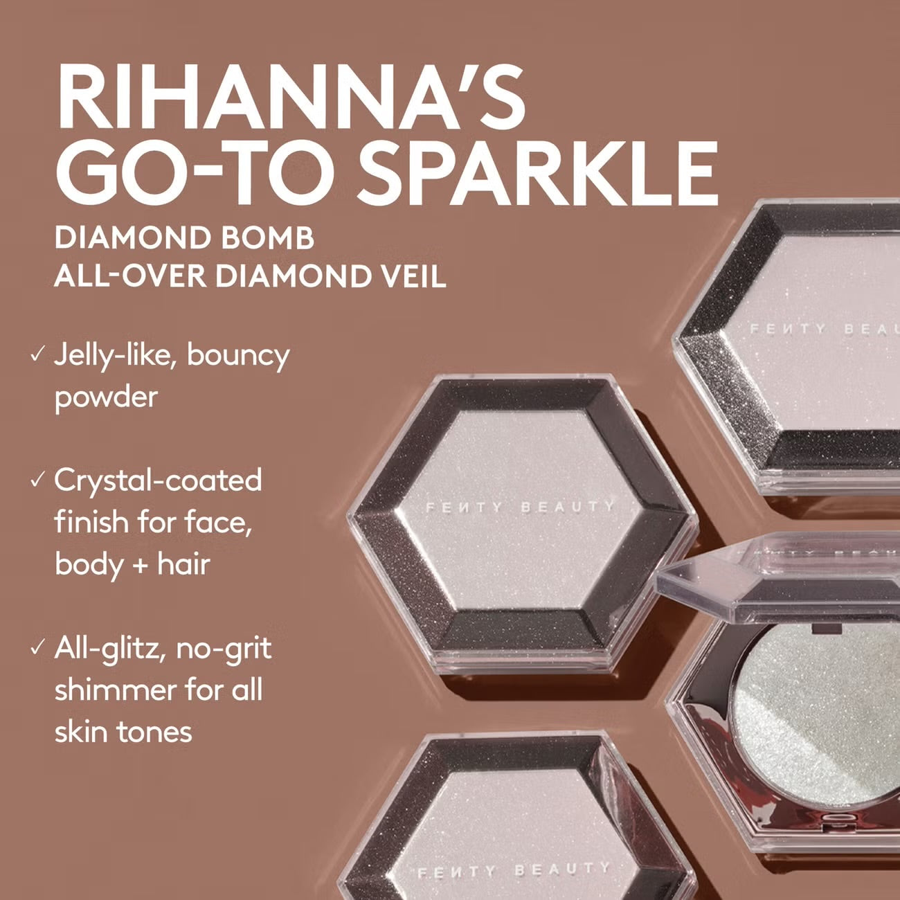 Fenty Beauty Mini Diamond Bomb All-Over Diamond Veil - How Many Carats?! 2.8g