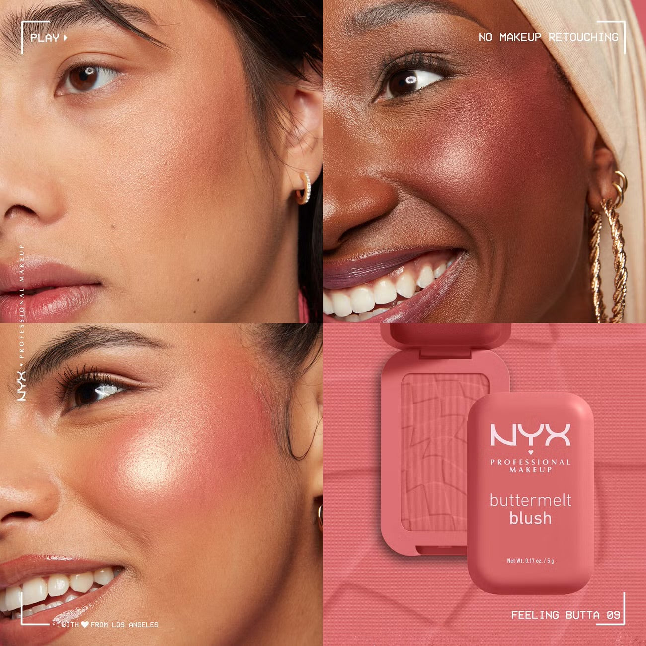 NYX Professional Makeup Buttermelt Powder Blush, up to 12H Wear, Fade and Transfer Resistant - Feeling Butta